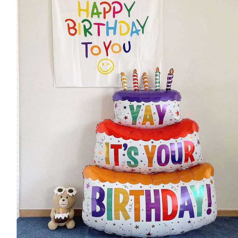 ลูกโป่งฟิล์มอลูมิเนียม สีรุ้ง ขนาด 102x62 ซม. สําหรับตกแต่งปาร์ตี้วันเกิด - รูปที่ 4