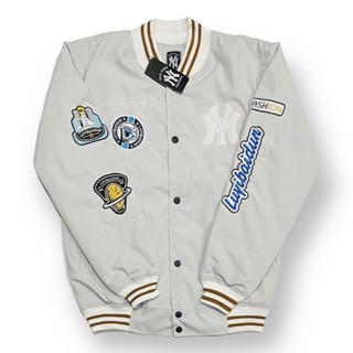 เสื้อแจ็กเก็ต Varsity NY X LUYIBAIDUN สีขาว