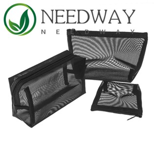 Needway กระเป๋าตาข่าย แบบใส มีซิป สําหรับใส่เครื่องสําอาง ของอาบน้ําผู้หญิง