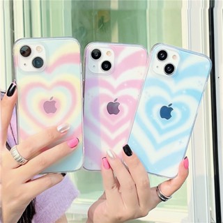 เคสโทรศัพท์มือถือแบบนิ่ม TPU ใส ลายหัวใจ สําหรับ iPhone 11 12 13 14 PRO MAX iPhone14 iPhone14Pro