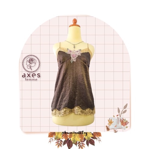 Y2k Cottagecore Vintage Dark Brown Axes Femme เสื้อกล้าม
