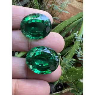 Synthetic Lab Green Emerald Oval 16x20 - 38cts(2pcs)