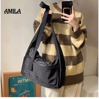 AMILA กระเป๋าสะพายข้าง Oxford Canvas One Shoulder กระเป๋าแฟชั่น Unisex ผู้ชายและผู้หญิง ป่า ความจุสูง กันน้ำ หลายช่อง