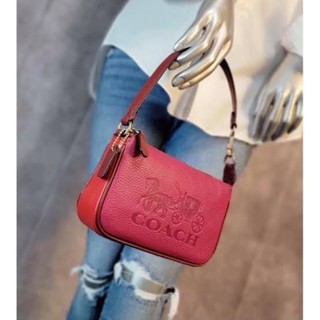 (ผ่อน0%) กระเป๋าคล้องไหล่ คล้องแขน Coach Nolita 19 In Colorblock With Horse And Carriage หนังแท้สีแดง