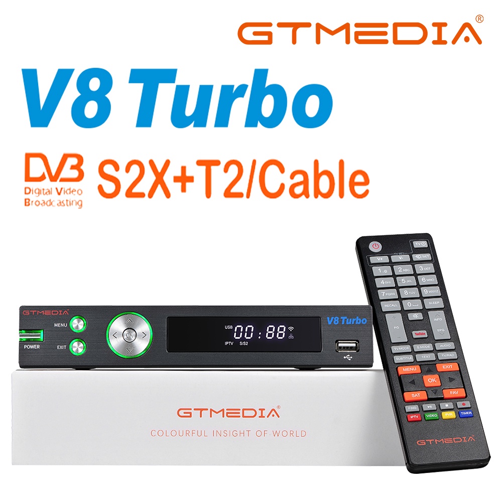 GTMEDIA V8 Turbo Digital ถอดรหัสดาวเทียม 1080P DVB S2/T2/C H.265 10Bit HEVC Combo Receptor Bulti-In 