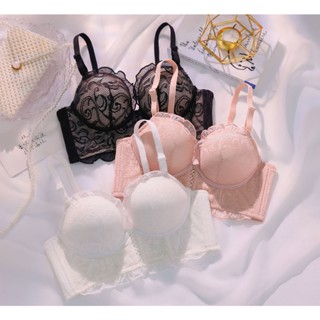 สินค้าพร้อมส่งจากไทย💥LoveIs Bra💥(N700)เสื้อชั้นลูกไม้ มีโครง 4 ตะขอ แต่งสายถักหน้า สายถอดได้