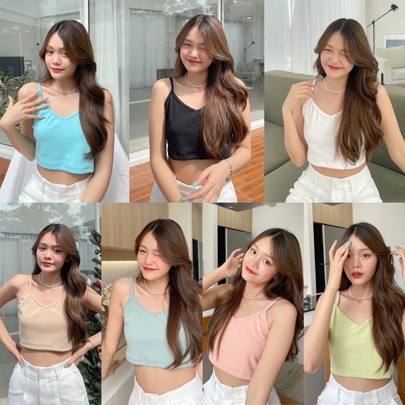 (ไม่ผลิตเพิ่ม)BEMYCHIC เสื้อครอปสายเดี่ยว รุ่น rainbow