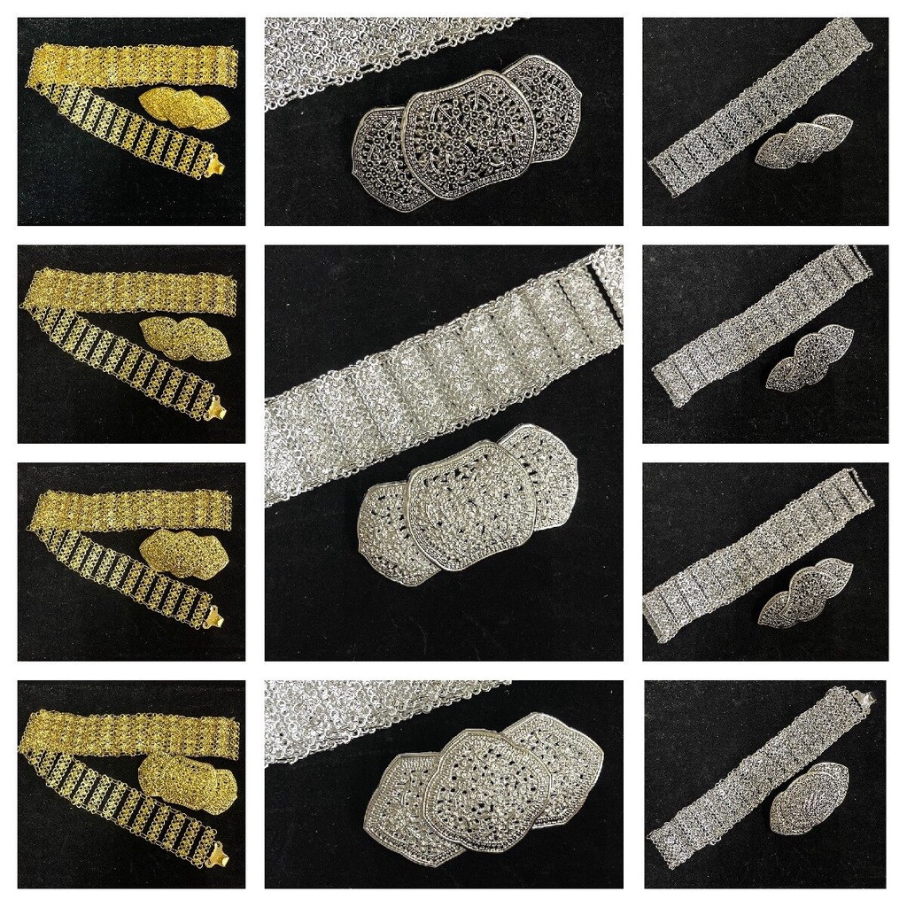 Vintage Jewelryเข็มขัดใส่กับชุดไทย เข็มขัดสีดำ เอว 41 นิ้ว