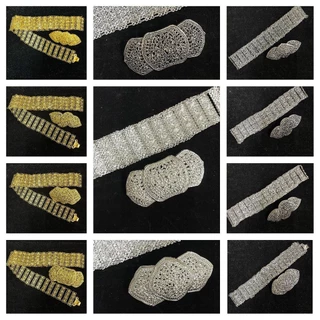 Vintage Jewelryเข็มขัดใส่กับชุดไทย เข็มขัดสีดำ เอว 41 นิ้ว
