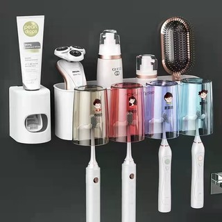 Thebest Toothbrush holder with toothpaste dispenser squeeze toothpaste Storage