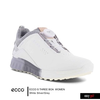 ECCO  S THREE BOA WOMEN  ECCO GOLF  GOLF SHOES รองเท้ากอล์ฟผู้หญิง รองเท้ากีฬาหญิงรุ่น สีขาวเทา (WHITE SILVER/GREY) SS21