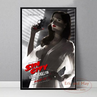 โปสเตอร์ภาพวาดผ้าใบ รูปภาพยนตร์ Sin City Quentin Tarantino สไตล์วินเทจ สําหรับตกแต่งผนังบ้าน