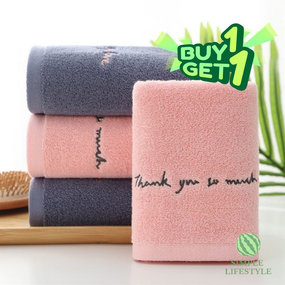 พร้อมส่ง ซื้อ 1 แถม 1 ผ้าขนหนู ผ้าเช็ดผมปักลาย คอตตอนแท้ ผืนเล็ก หนานุ่ม ลายน่ารัก