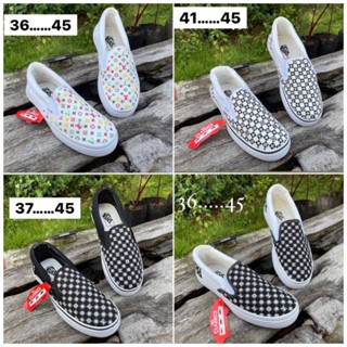 เช็คของก่อนสั่ง ไซส์36-45 รองเท้าVans Vans+Lv รองเท้าผ้าใบทรงสวม ผ้าใบSlip on Vansผู้หญิง Vansผู้ชาย