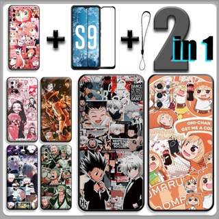 2 IN 1 เคสโทรศัพท์มือถือ เซรามิค กันรอยหน้าจอ ลายอนิเมะเชอร์รี่ สําหรับ Aqua S9