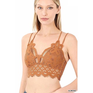 Zenana Bralette  บราลูกไม้ ด้านหลังเป็นแถบหนายางยืด เนื้อผ้าลูกไม้เป็นผ้านิ่ม ใส่สบายๆไม่คัน มีช่องใส่ฟองน้ำ