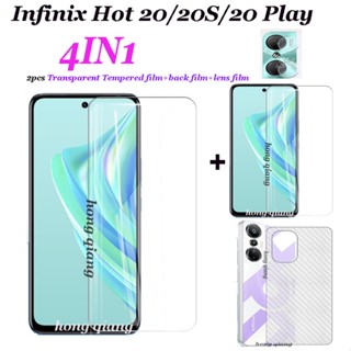 4 in 1 ฟิล์มกระจกนิรภัย แบบใส ไร้กรอบ 20 20S 20 Play 11S 10i 10 Play 10S 9 Play 2 ชิ้น พร้อมกระจกนิรภัย 1 ชิ้น