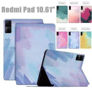 Xiaomi Redmi Pad 2022 Watercolor Case 10.61 Tablet Cover PU Leather Case with Automatic Sleep function Stand Flip Tablet Case