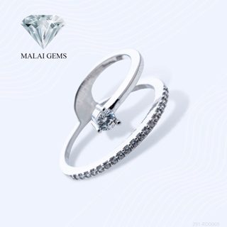 Malai Gems แหวนเพชร แหวนเพชรแถว เงินแท้ 925 เคลือบทองคำขาว ประดับเพชรสวิส CZ รุ่น291-RD0069 แถมกล่อง