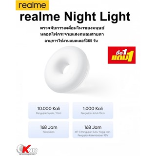 Realme Motion Activated Night Light หลอดไฟตรวจจับเซนเซอร์ **ซื้อ1แถม1**