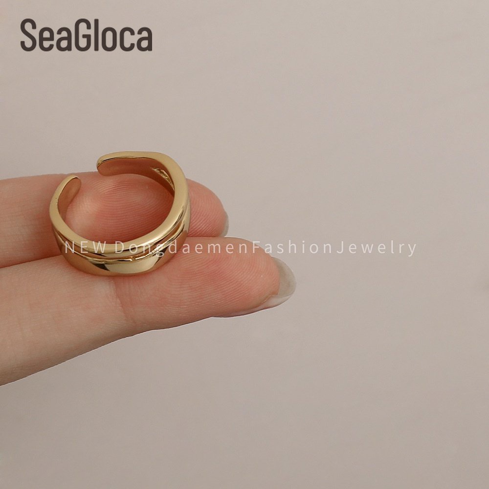 Seagloca แหวนโลหะ 14k ปรับได้ แฟชั่นสําหรับผู้หญิง No.10