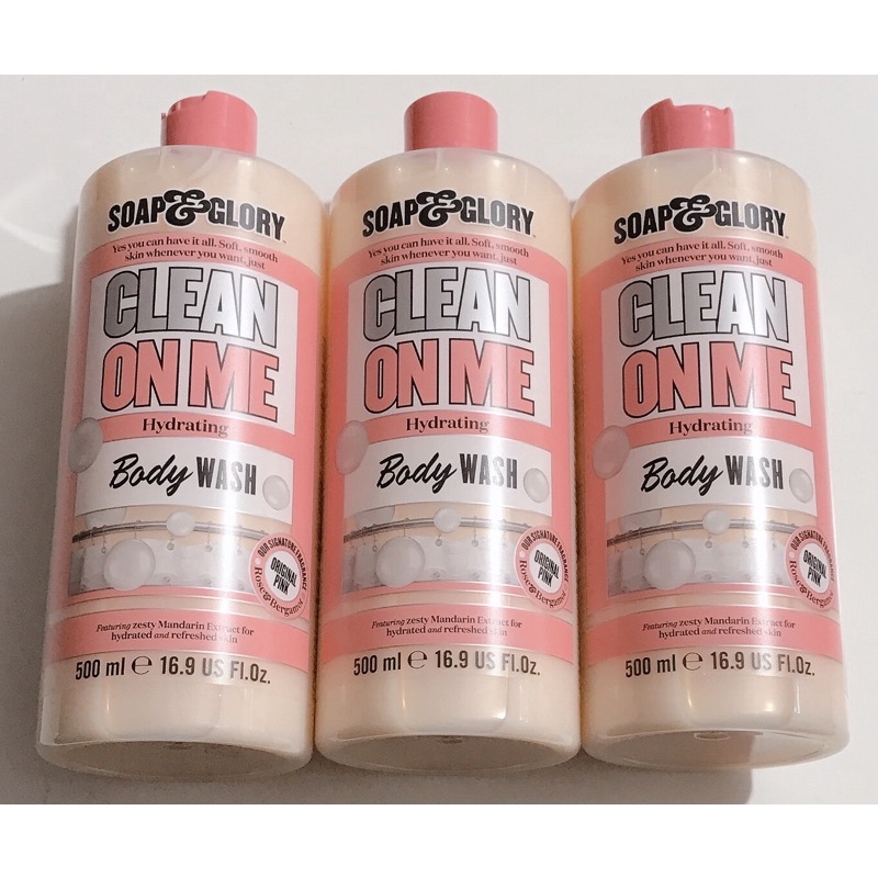 มือ1ของแท้💯 มีของตัดรอบ11.00ทุกวัน ขวดใหญ่ 500 ml exp 2027 ราคาต่อ 1ขวด ครีมอาบน้ำ soap& glory clean on me body wash