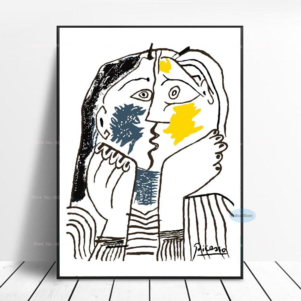 ภาพวาดผ้าใบ Pablo Picasso 'The Kiss' งานศิลปะแนวโมเดิร์น HD พิมพ์สำหรับการประดับตกแต่งห้องนั่งเล่นแล