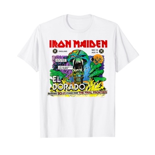 เสื้อยืดลําลอง ผ้าฝ้าย 100% แขนสั้น คอกลม พิมพ์ลายวง Iron Maiden El Dorado ทรงหลวม สีขาว ขนาดใหญ่ พลัสไซซ์ XS-3XL สําหรั