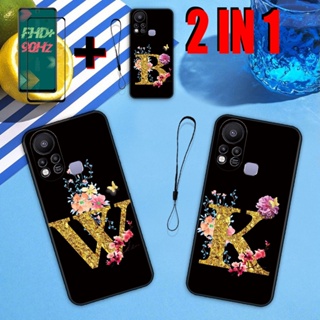 2 IN 1 Infinix Hot 11s เคสโทรศัพท์ พร้อมกระจกนิรภัยกันรอยหน้าจอ เซรามิค ฟิล์มโค้ง ลายตัวอักษร