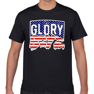 เสื้อยืดแขนสั้น พิมพ์ลายโลโก้ Glory Boyz Usa By Delao สีดํา สําหรับผู้ชาย