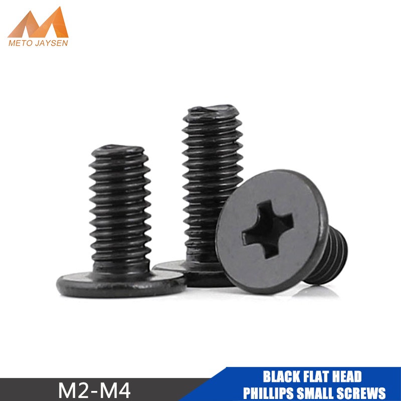 สีดําสังกะสีหัวแบน Phillips สกรู M2 M2.5 M3 M4 สกรูขนาดเล็ก Bolts Solid Fasteners ความยาว 3 มม.-16 มม.