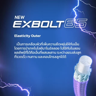 YONEX EXBOLT 65 เอ็นแบดมินตัน เส้นใยถักขนาด 0.65 มม. ผลิตประเทศญี่ปุ่น โดดเด่นในเรื่องแรงส่งลูก ลดแรงสะท้าน คอนโทรลลูก