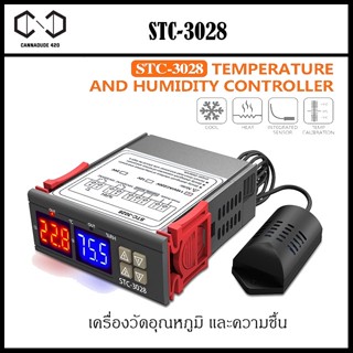 [ส่งไว] STC-3028 ควบคุมความชื้น เครื่องควบคุมอุณหภูมิ AC110-220V 10A คู่จอแสดงผล LED เทอร์โมที่มีการสอบสวน STC 3028