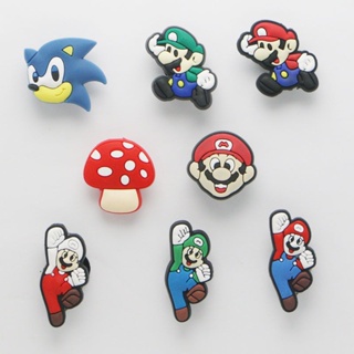 รองเท้าแตะ Crocs ยางนิ่ม PVC ลายดอกไม้ Super Mario Bros Jibbitz croc jibbits สําหรับตกแต่งสวน