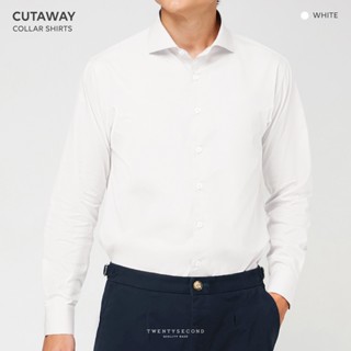 TWENTYSECOND เสื้อเชิ้ตแขนยาว ปกป้าน ผ้าคอตต้อน รุ่น Cutaway New collar shirt - สีขาว / White