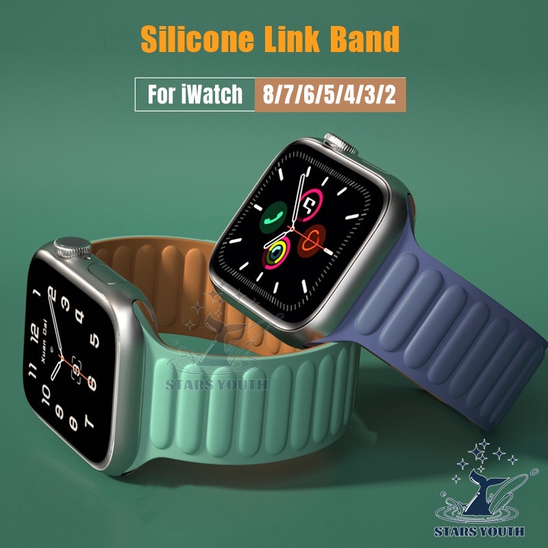 สายนาฬิกาข้อมือซิลิโคน แม่เหล็ก สําหรับ iWatch band 49 มม. 44 มม. 40 มม. 41 มม. iWatch series 8 ultra 7 6 SE 5 4 3 2 1 Sport Rubber bracelet 45 มม. 42 มม. 38 มม.