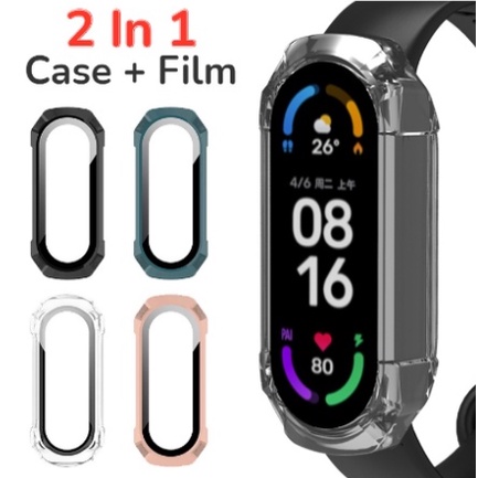 Mi Band 3/4/5/6  Mi Band8/Mi Band9 เคสป้องกันแบบเต็มหน้าจอ ตัวป้องกันหน้าจอ PC + ตัวป้องกันแบบเต็มหน้าจอ Mi Band 7