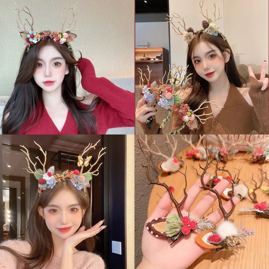 [Magpie]  คริสต์มาส เขากวาง กิ๊บ ปาร์ตี้ หวาน หญิง ดอกไม้ พร้อมไฟ Led เชอร์รี่ แต่งหน้า วิกผม กิ๊บผู้หญิง กิ๊บ