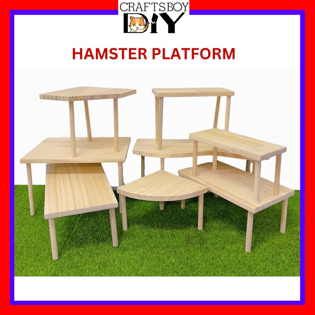 Wood Table Platform Hamster Cage Accessories แพลตฟอร์ม Pentagon โต๊ะสี่เหลี่ยม Wave平台