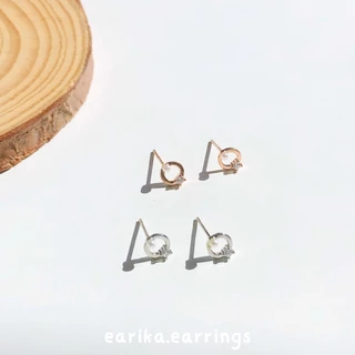earika.earrings - white pearl stud collection รวมต่างหูแป้นไข่มุกขาวขนาดเล็กก้านเงินแท้ชุบทองคำขาว ผิวแพ้ง่ายใส่ได้