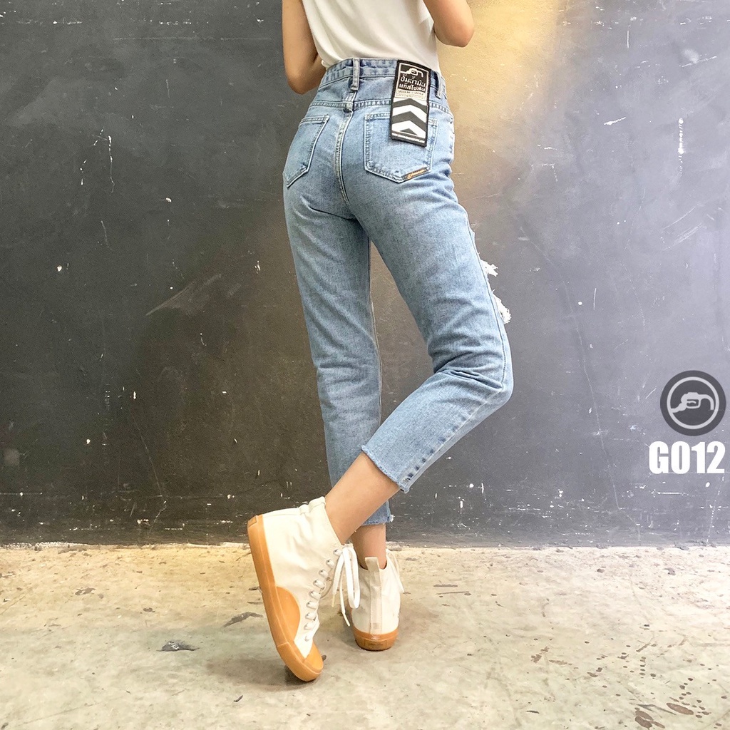 G012 G013 (G) กางเกงยีนส์ผู้หญิง 8 ส่วน​ เอวสูง มาใหม่ Distressed Lady Jeans (Gasoline & Garage) ปั๊มน้ำมันแก๊สโซลีน - รูปที่ 5