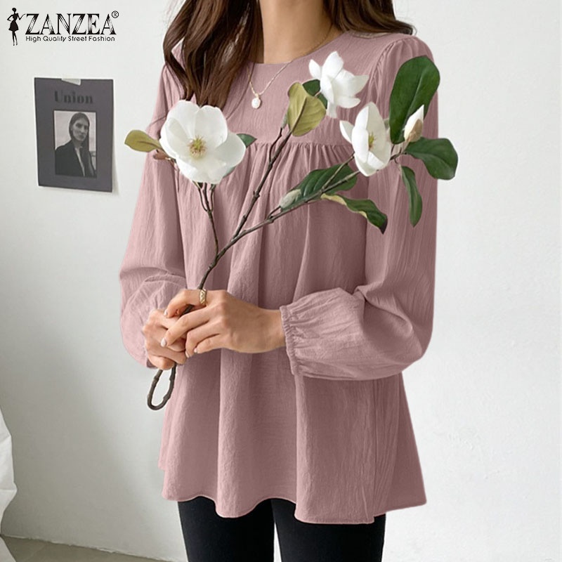 Zanzea เสื้อเบลาส์ แขนยาว ทรงหลวม สไตล์เกาหลี เรโทร สําหรับผู้หญิง — صورة 5