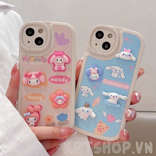 เคสโทรศัพท์มือถือหนังนิ่ม กันกระแทก ป้องกันกล้อง แบบพับได้ ลาย Cinnamoroll Melody Little Girl สําหรับ iPhone14 Pro Max 14Plus 13 12 11 Pro Max