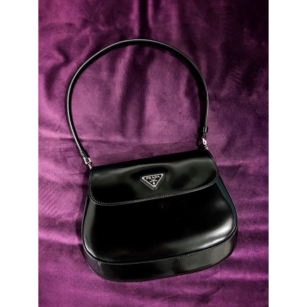 กระเป๋า Used Prada Cleo flap shoulder bag สีดำ ของแท้ 100%