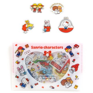 Sticker รวม Sanrio ยุค 70 ขนาด 11 x 7.2 x 0.4 ซม. เป็นแบบฟอยล์ทอง มีเคสใส่ สีขาว รวม 45 ชิ้น