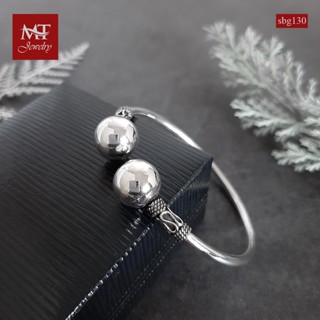 MT กำไลข้อมือเงินแท้ หัวบอลกลม สไตล์บาหลี ข้อมือ 16, 17 ซม. Solid 925 Sterling Silver Bangle (sbg130) MT Jewelry มณีธารา