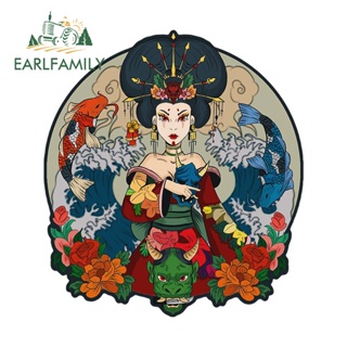 Earlfamily สติกเกอร์ไวนิล ลาย Geisha ขนาด 13 ซม. x 11.8 ซม. สไตล์ญี่ปุ่น สําหรับติดตกแต่งรถยนต์ แล็ปท็อป