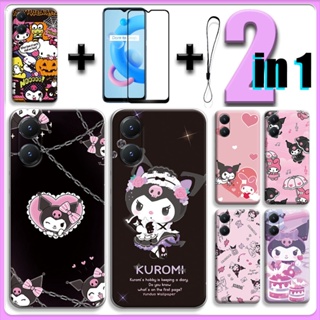 เคส 2 IN 1 สําหรับ VIVO Y02S พร้อมกระจกนิรภัยกันรอยหน้าจอเซรามิค Kuromi