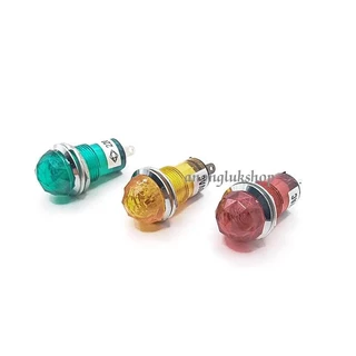 ราคา 1ตัว 👉👉 หลอดไฟโชว์ หลอดตาแมว(หัวเพชร) ขนาดเกลียว 14มิล มี 3สี 12VDC 24VDC 220VAC