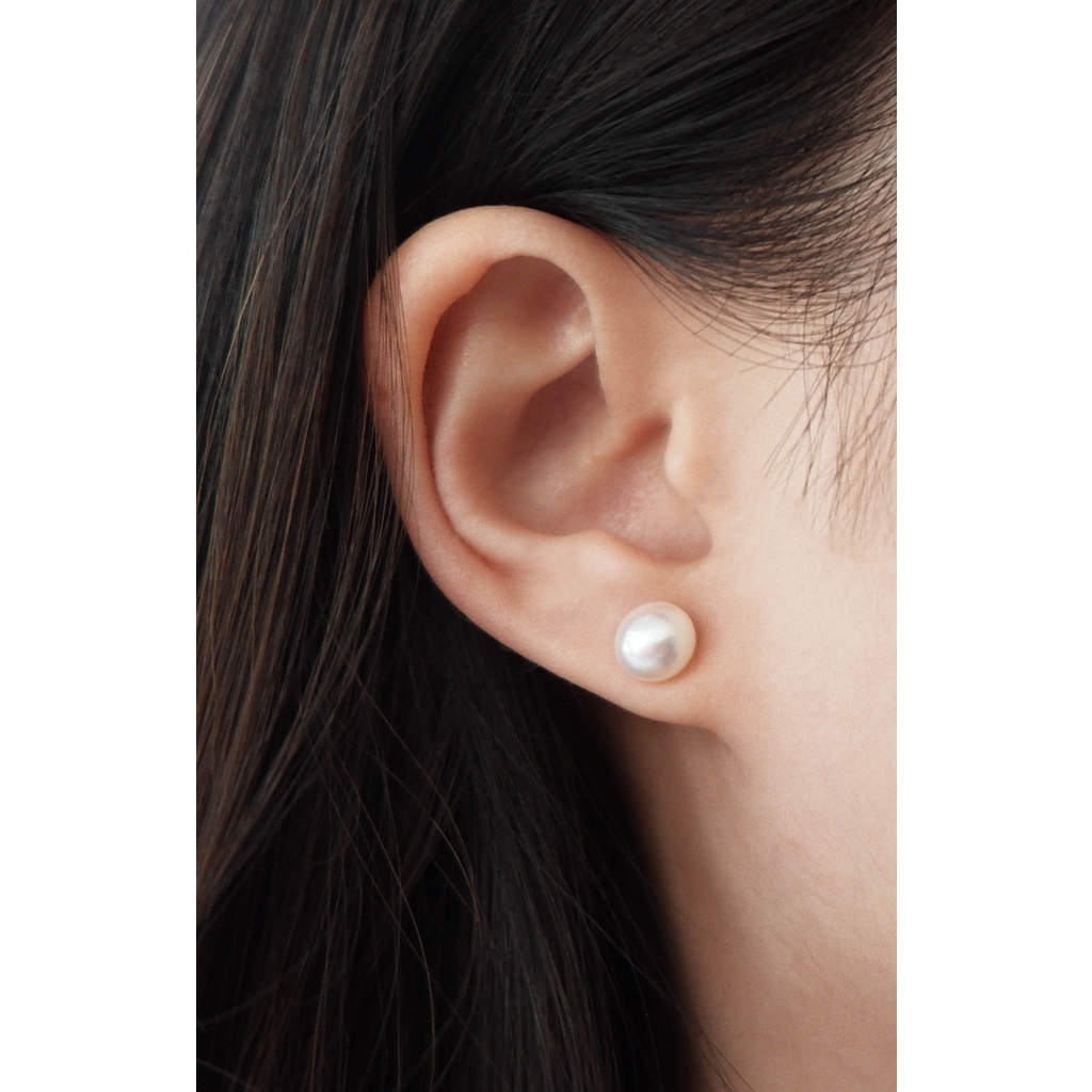 NEVER-N ต่างหูมุกแท้ / ต่างหูมุกน้ำจืดแท้ / freshwater pearl earrings triplet diamond pearl earrings